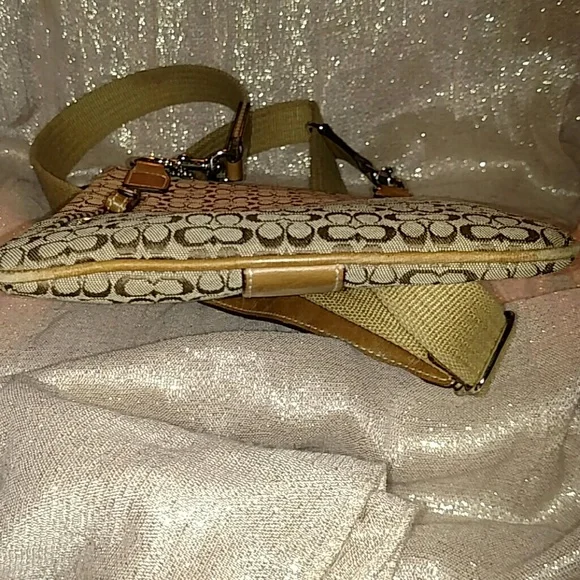 Coach Tan Jacard and Leather Messenger Bag - Picture 6 of 7